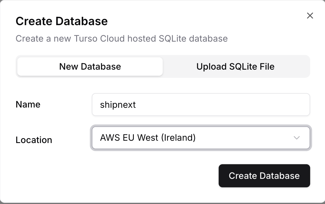 Create Turso Database
